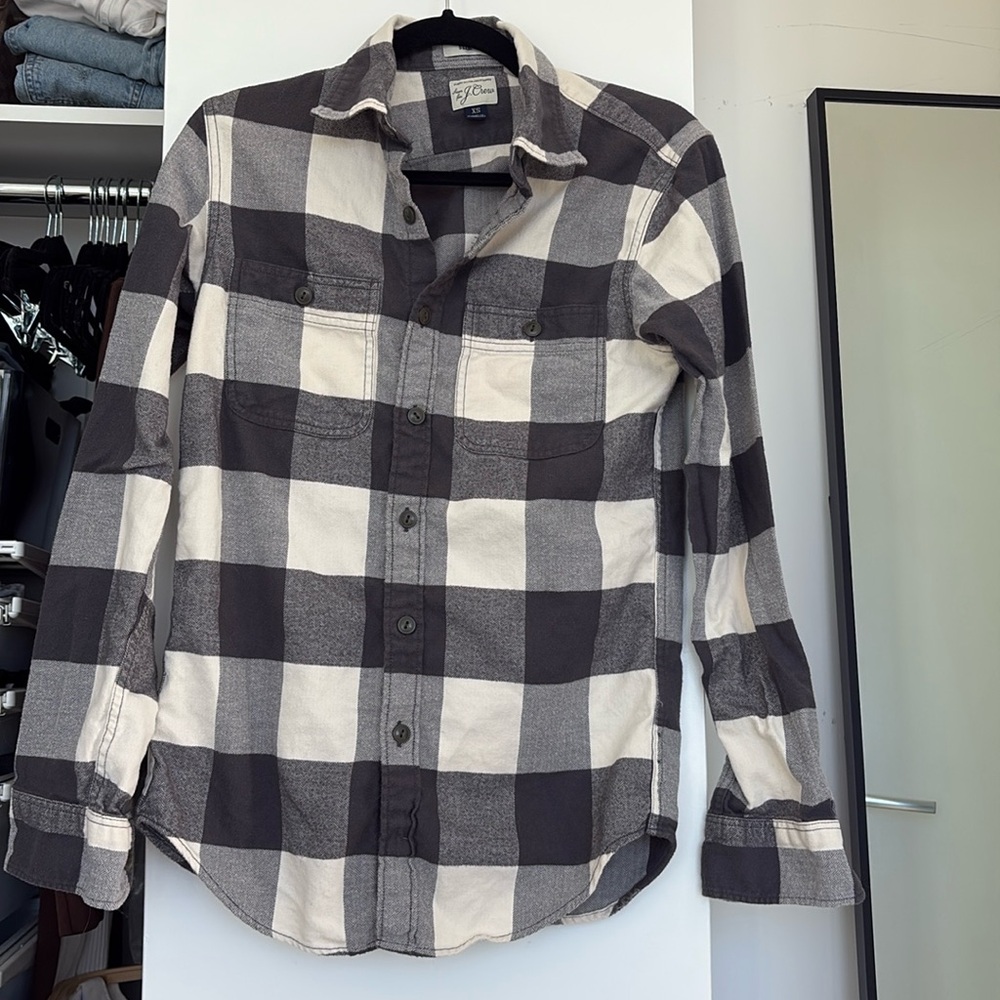 J. Crew Slim midweight herringbone flannel shirt in buffalo plaid